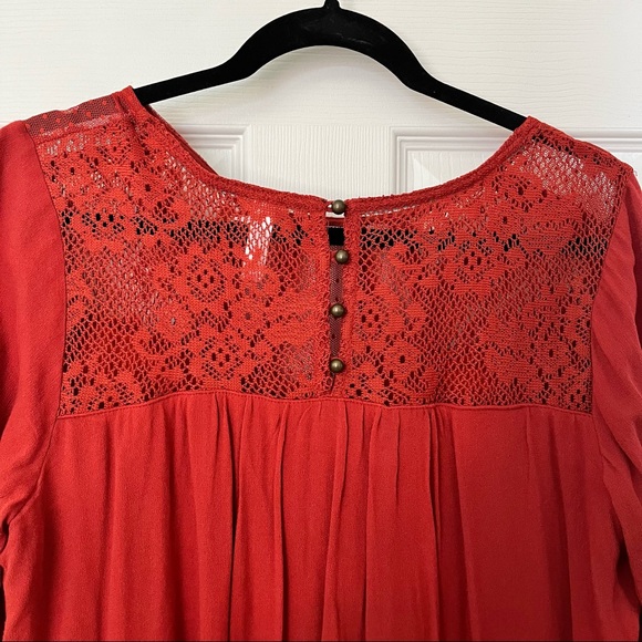 Xhilaration Bohemian Flowy Dress Long Sleeve XL Rust - Picture 4 of 6